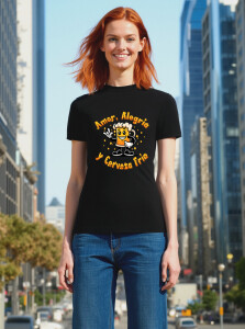 Camiseta Funny "Amor, Alegría y Cerveza Fría"